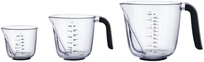 Maatbekers, Set van 3, Schuin, Kunststof, Transparant - KitchenAid