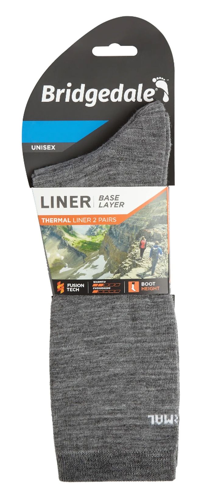 Bridgedale - 2-pack Liner Basislaagsokken voor Boots - Grijs