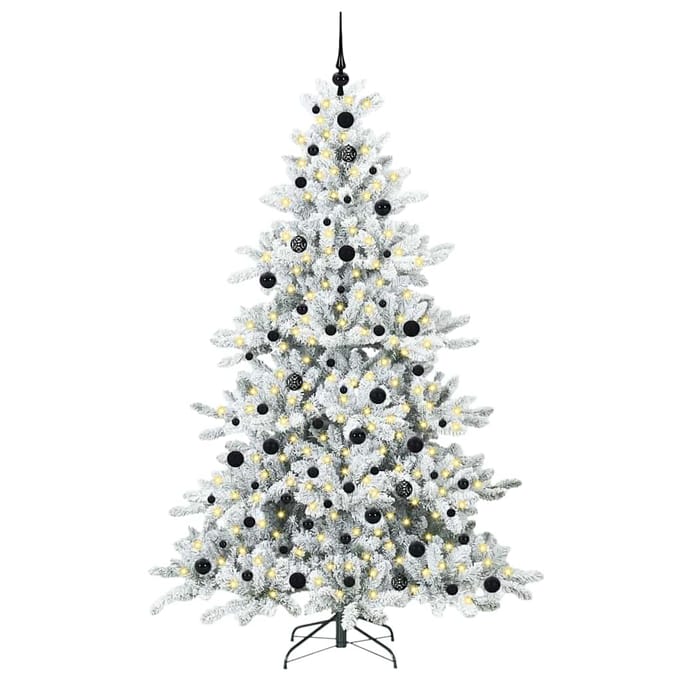 vidaXL - Kunstmatige - Hinged - Kerstboom - Wit - 210 - cm - PVC - en - Staal