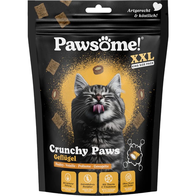 Voordeelpak: 3x150g Pawsome Crunchy Paws gevogelte kattensnacks