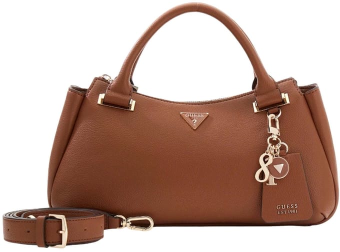 GUESS handtas schoudertas Evie Triple Compartment Satchel Bag Cognac bruine