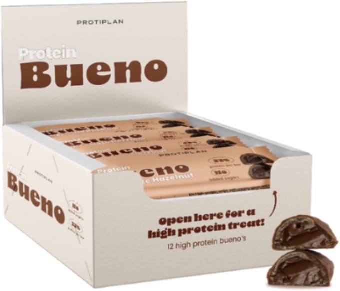 Protiplan - Protein Bueno Chocolate Hazelnut - 12 x 30 g - Koolhydraatarm - Suikerarm - Protein Bar