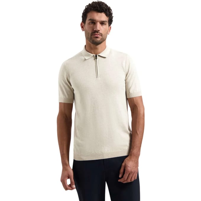 No Excess Pullover Short Sleeve Polo Zip Melange Desert  2XL