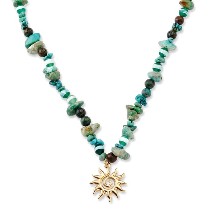 Mediterranean | Ketting met turquoise natuurstenen kralen en zonbedel