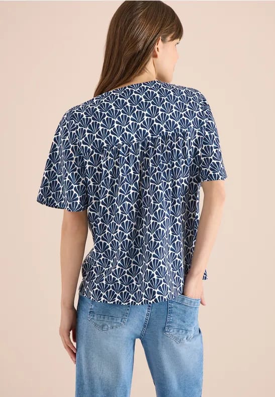 Blouse met korte mouwen en schelpjesprint