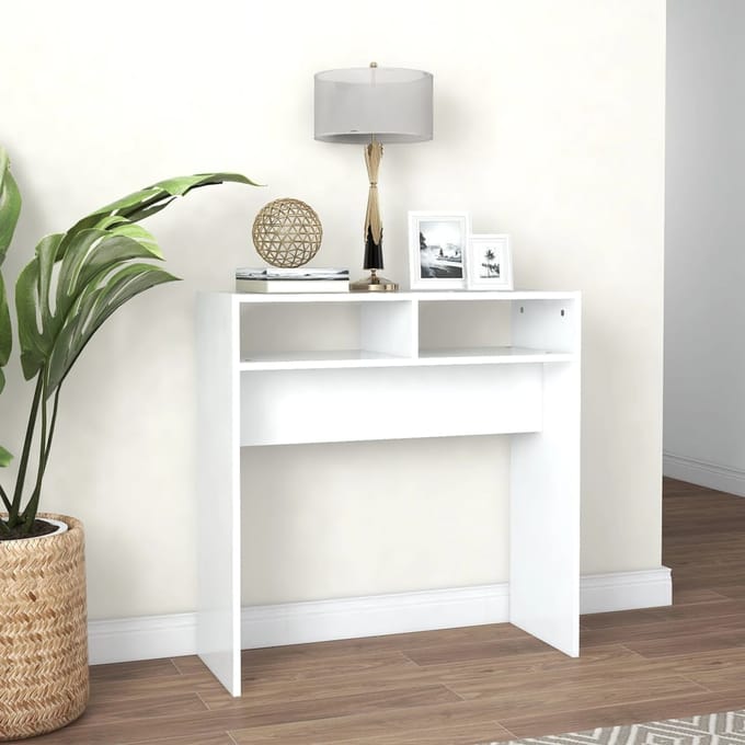 vidaXL - Wandtafel - 78x30x80 - cm - bewerkt - hout - wit