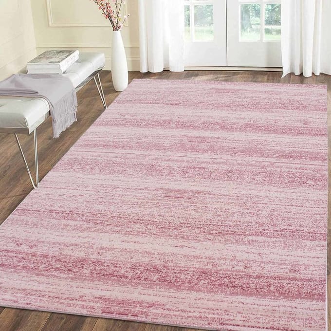 Flycarpets Marlon Vloerkleed Effen Gestreept - Roze - Laagpolig - 240x340 cm