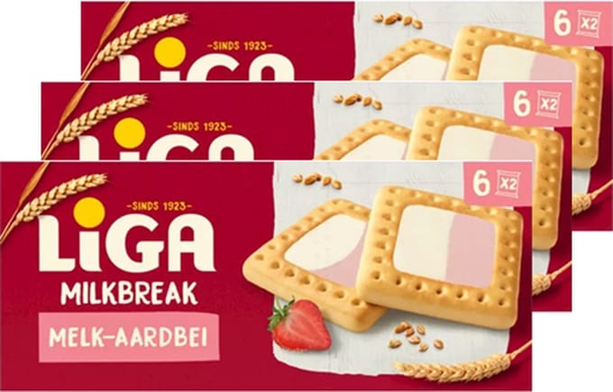 Liga - Milkbreak Duo Melk Aarbeien - 3x 245g