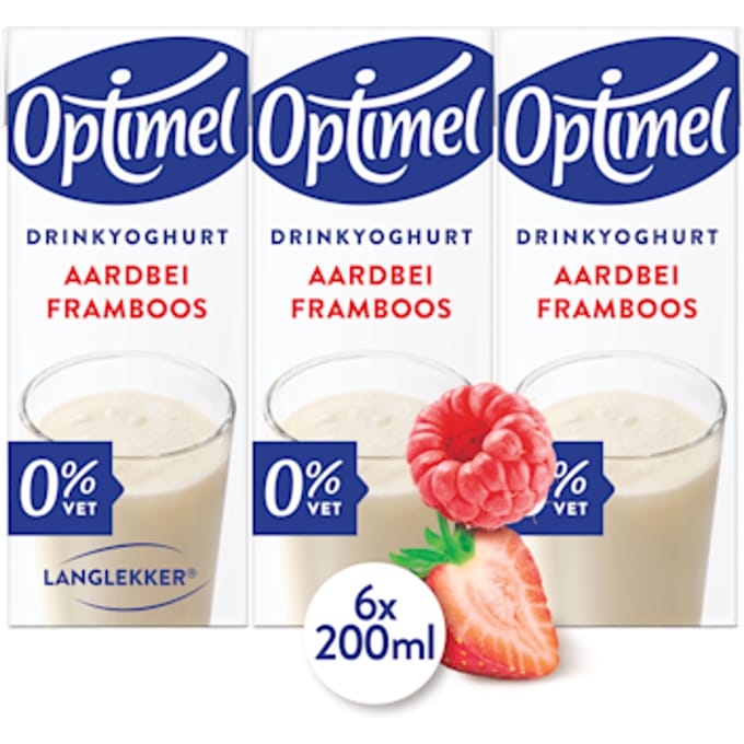 Drinkyoghurt Optimel Langlekker aardbei framboos 20cl