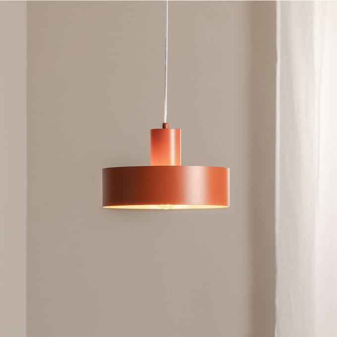 SIGMA Hanglamp Rif M, baksteenrood, 1-lamp, Ø 25 cm, staal