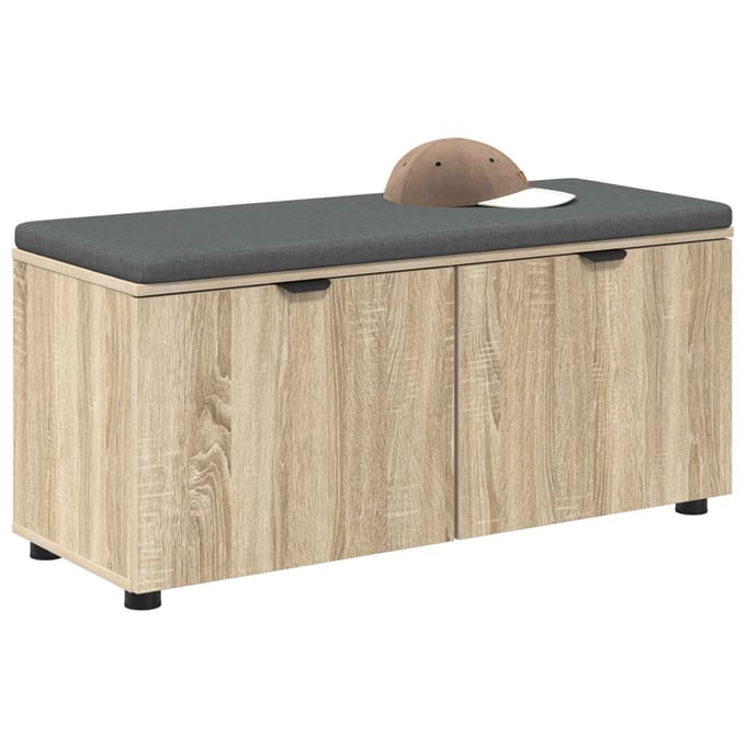 vidaXL - Hallenbank - Sonoma - Eik - 100 - x - 38 - x - 46 - cm - Geengineerd - Hout - en - Stof