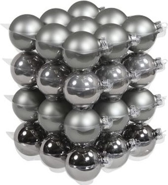 Othmar Decorations kerstballen - 36x st - titanium grijs - D6 cm - glas - kerstversiering