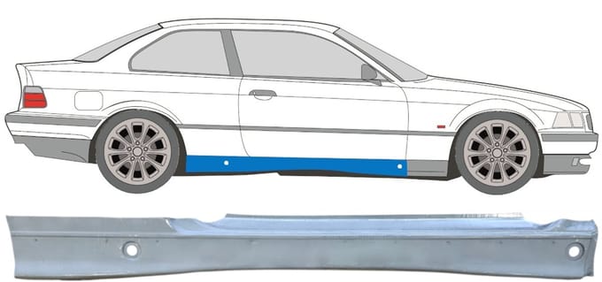 Volledige dorpel voor BMW 3 E36 1990-2000 / Rechts / COUPE