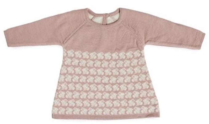 Merinowollen baby jurkje Yara - Poederroze - maat 80/86