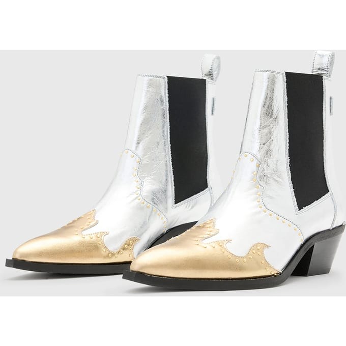 AllSaints Denver Stud Boot Silver/gold Taglia: 38 | Stivali Outlet | Donna | Grigio
