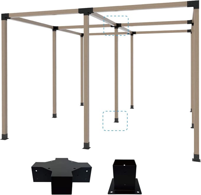 Heavy Duty Hoekbeugel voor Pergola's en Gazebo's - 4x4 Beugelset voor Doe-het-zelf Projecten