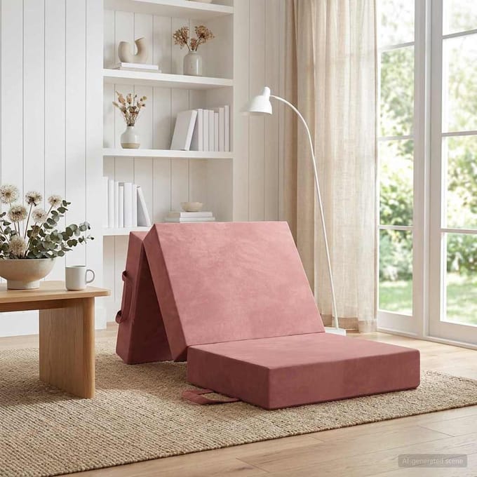 vidaXL - Vouwbare - Sofa - Bed - 75 - x - 63 - x - 45 - cm - Roze