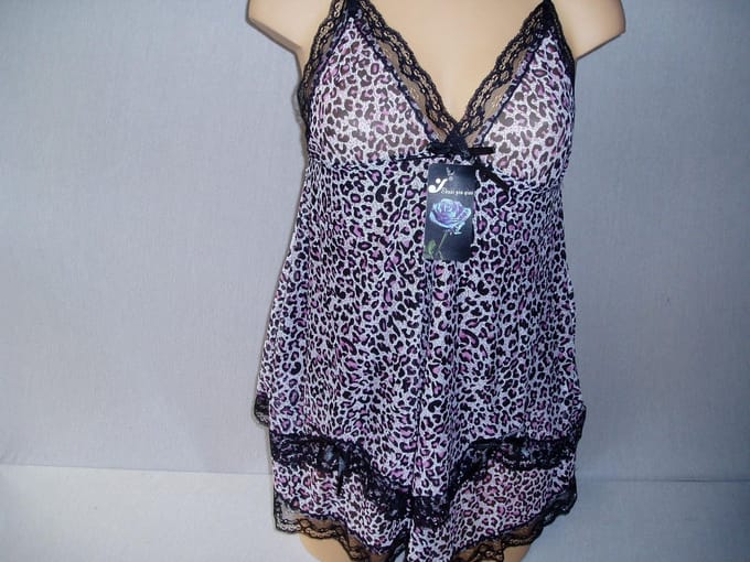 Babydoll met tijgerprint met bijpassende string sexy one size licht roze