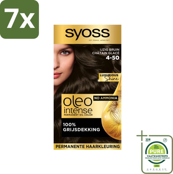 Syoss Oleo Intense - Haarverf - 4-50 - Ijzig Bruin - 115ml x 7