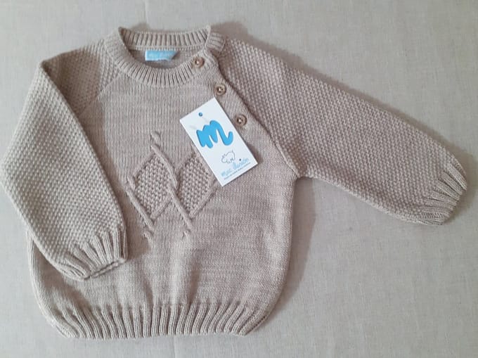 Mac Iusion Gebreide Baby Pullover/ trui | 9502X |Nuez/ zand | 1 Maand | maat 56