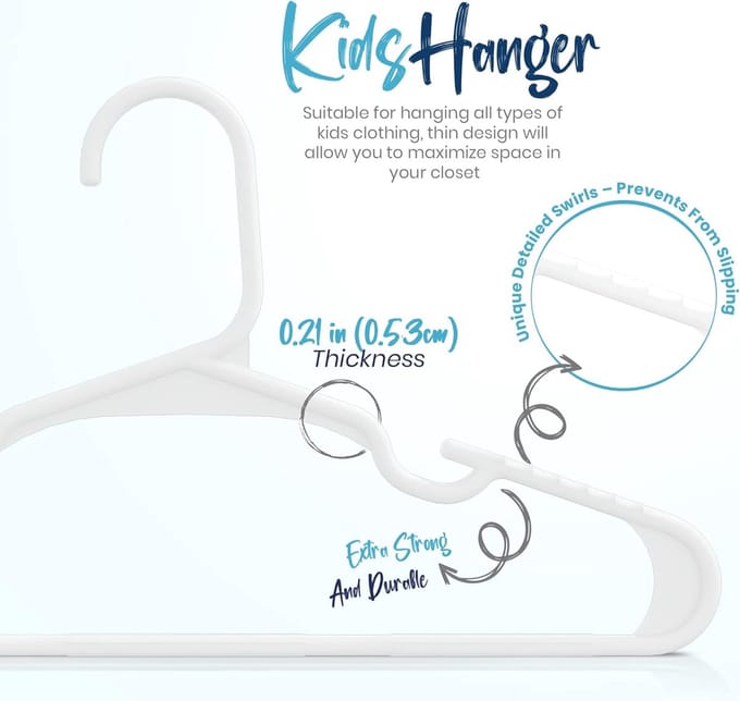 Candala Kids Fluwelen Kleerhangers (Set van 40) (Wit, Pak van 40)