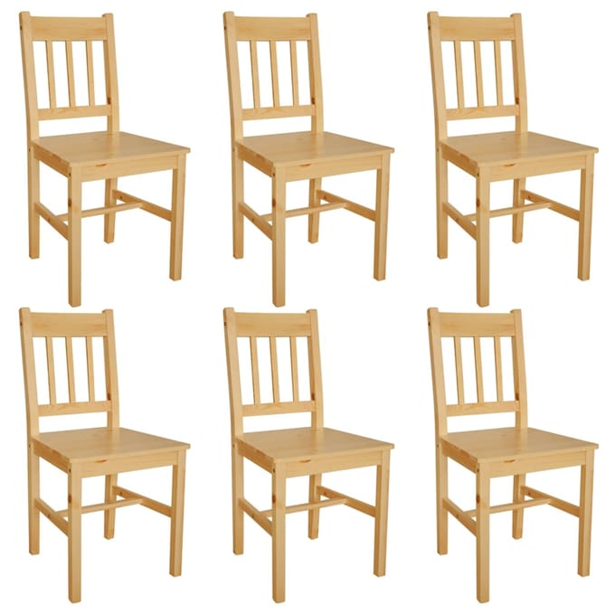 vidaXL - Eetkamerstoelen - 6 - st - grenenhout