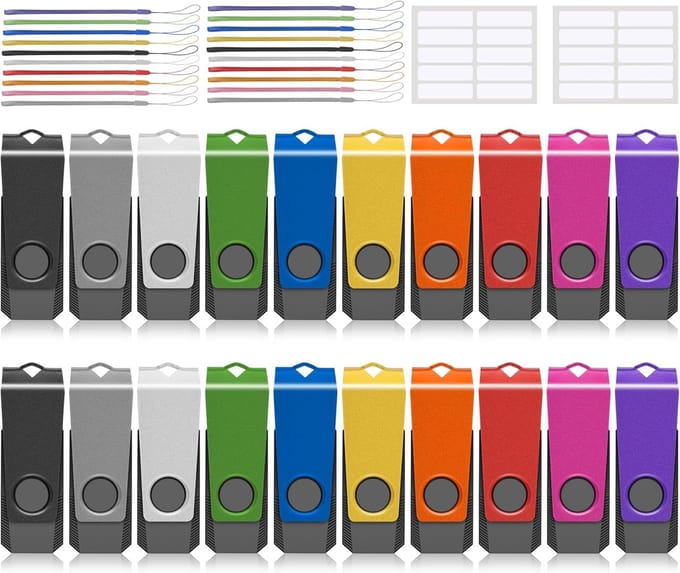 USB 2.0 Flash Drives (20 Stuks) - 2GB Geheugensticks met Sleutelkoorden