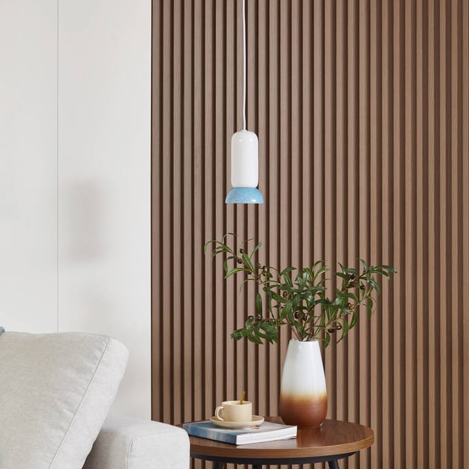 Lindby - hanglamp - 1licht - Keramiek - H: 21.5 cm - GU10 - wit, blauw