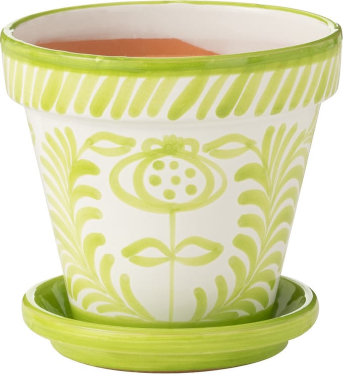 J-Line bloempot Granada Handmade + Painted - keramiek - groen - medium - Ø 27 cm