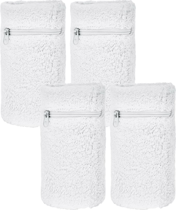 Arowell Premium Polszweetbandjes met Portemonnee en Rits – Wit – 12 x 8 cm – Set van 4