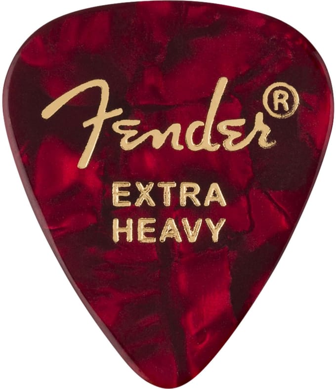 Fender Premium 351 Vorm Gitaarpicks Extra Zwaar Rode Moto 12-Pack Set