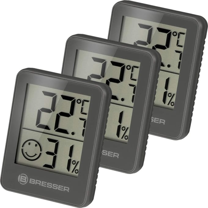 Bresser Weerstation - ClimaTemp Hygro Indicator - Set van 3 - Checkt Binnenklimaat - Grijs