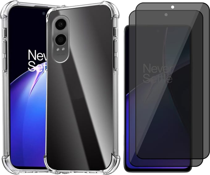 Hoesje geschikt voor OnePlus Nord CE 4 Lite - 2x Privacy Screenprotector Volledig Dekkend Glas - Shockproof Transparant