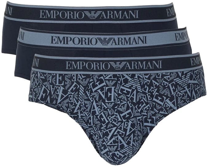 Armani Heren Slips 3-pack met logo blauw