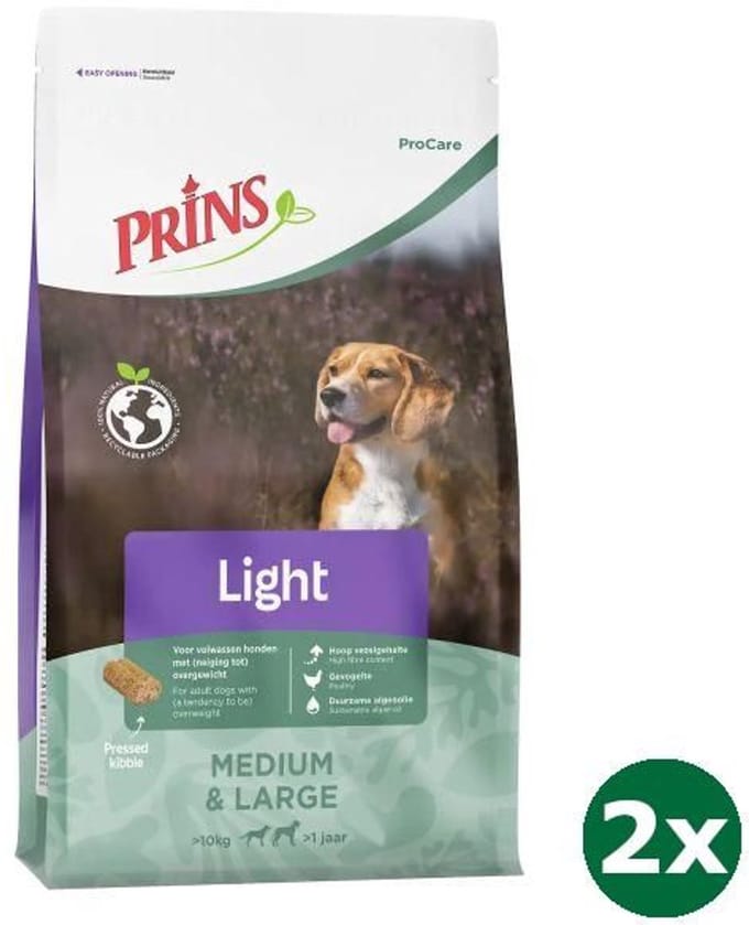 2x12 kg Prins procare light low calorie hondenvoer