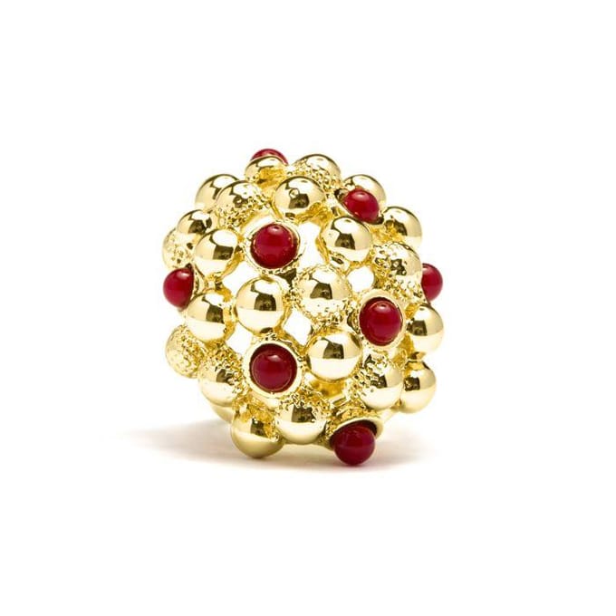Ring - Luxenter - Xiglor - 18 karaats geelgouden afwerking - Koraal - Vrouw 16 rood