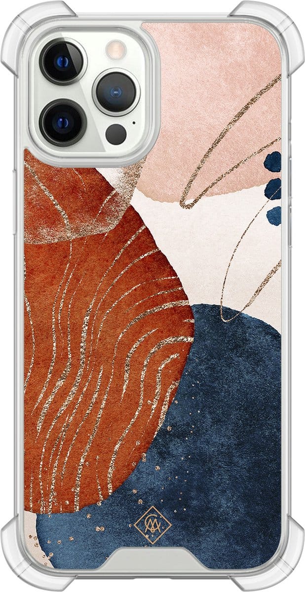 Casimoda® hoesje - Geschikt voor iPhone 12 Pro - Abstract Terracotta - Shockproof case - Extra sterk - Siliconen/TPU - Multi, Transparant