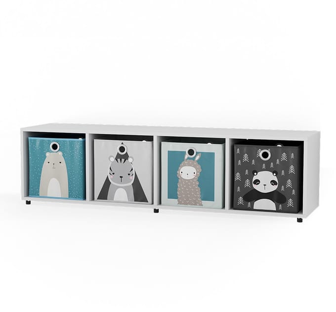 Vicco Ludus Kinderboekenkast – 142.5 x 36.2 cm met 4 vouwboxen Wit