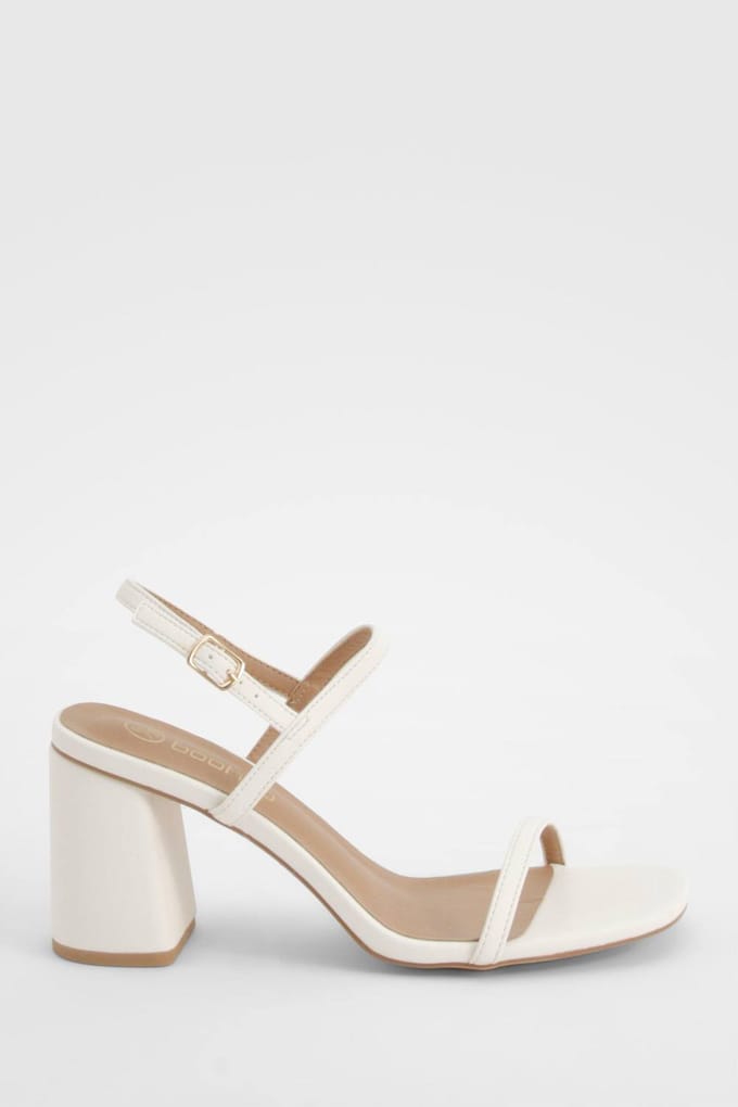 boohoo Dames Double Strap Slingback Block Heel Sandals | Wit | Maat: 39