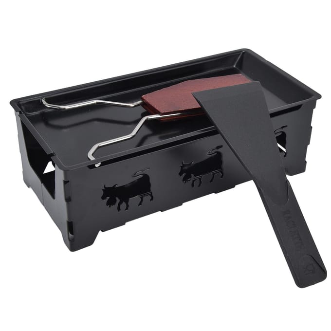 Mini Kaas Raclette Grill met Zwarte Handgreep Rechthoekige Bakvorm Kaas Bakgereedschap L black