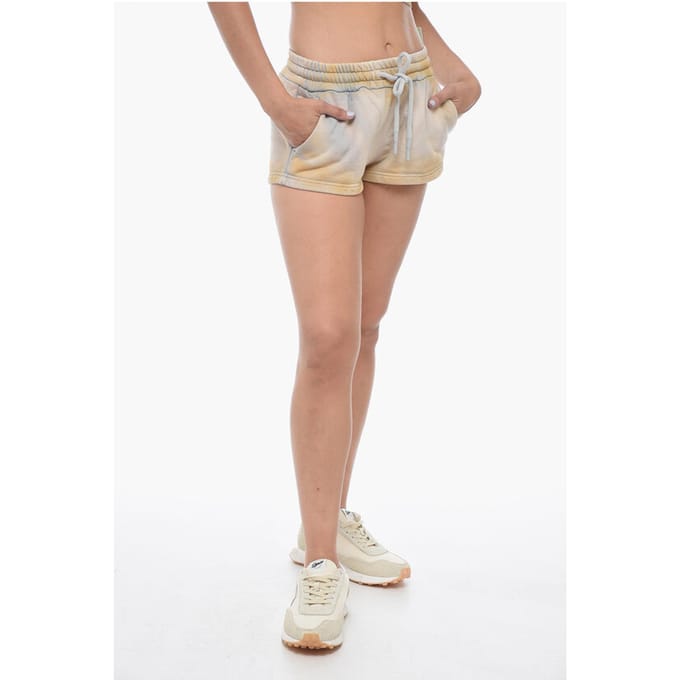 LAUNDRY Acid Wash Effect Shorts met trekkoord in beige, blauw