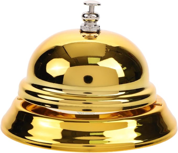 Gouden Bel - Dienstenbel - Servicevragen - Helder Geluid - 8.5 cm - Goud