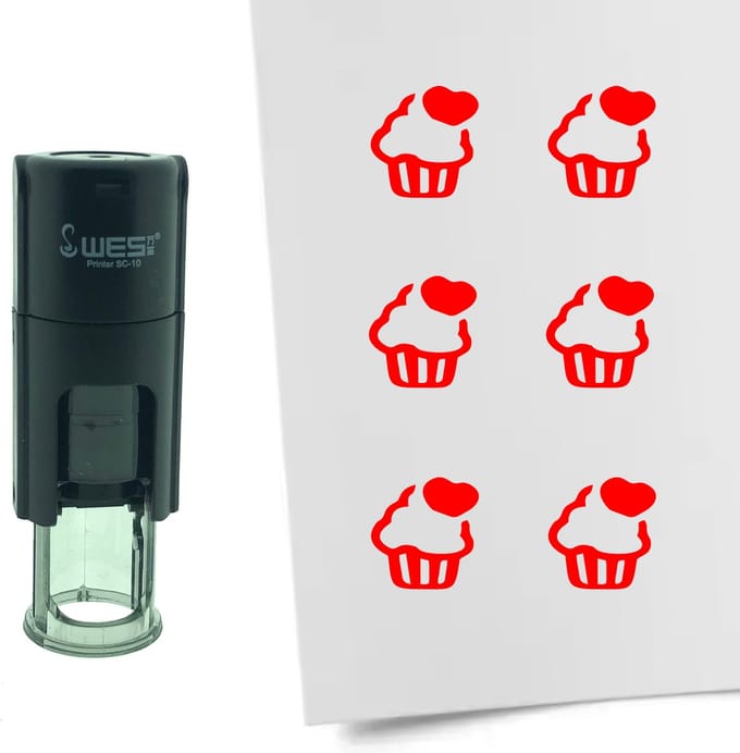 CombiCraft Stempel Cupcake 10mm rond - rode inkt