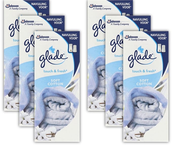 Glade By Brise Touch & Fresh Refil Soft Cotton - Voordeelverpakking 6 x 10 ml