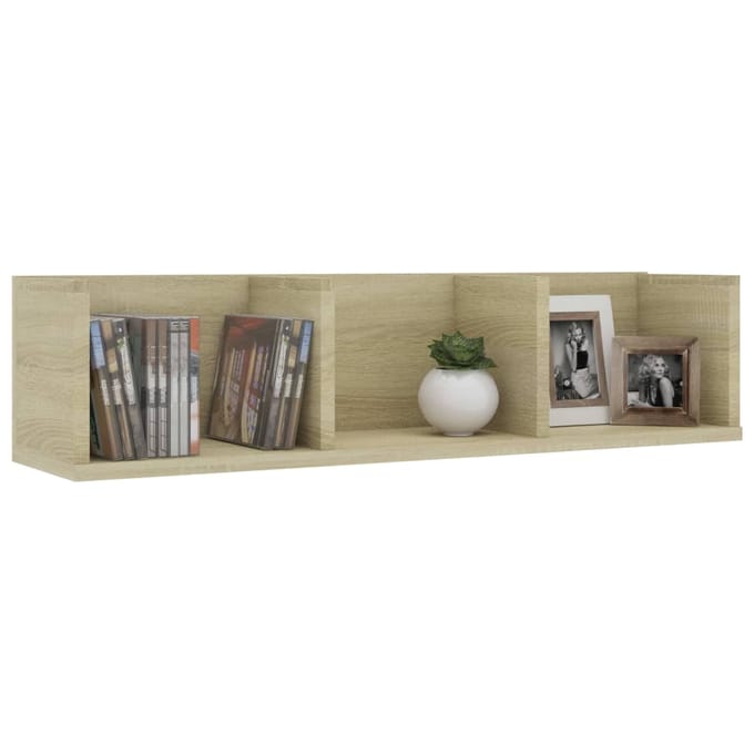 vidaXL - Cd-wandschap - 75x18x18 - cm - bewerkt - hout - sonoma - eikenkleurig