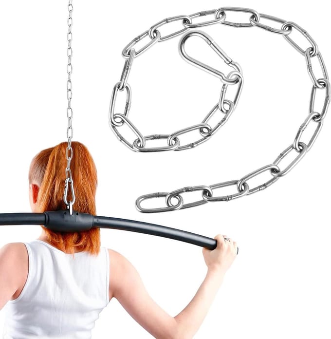 Fitness Ketting - Triceps Touw - Krachttraining Thuis - Verstelbare Schakels - 60 cm - Zilver