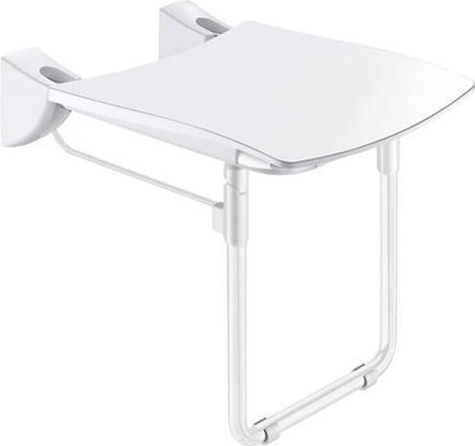 Opklapbaar douchezitje extra comfort met voet wit epoxy