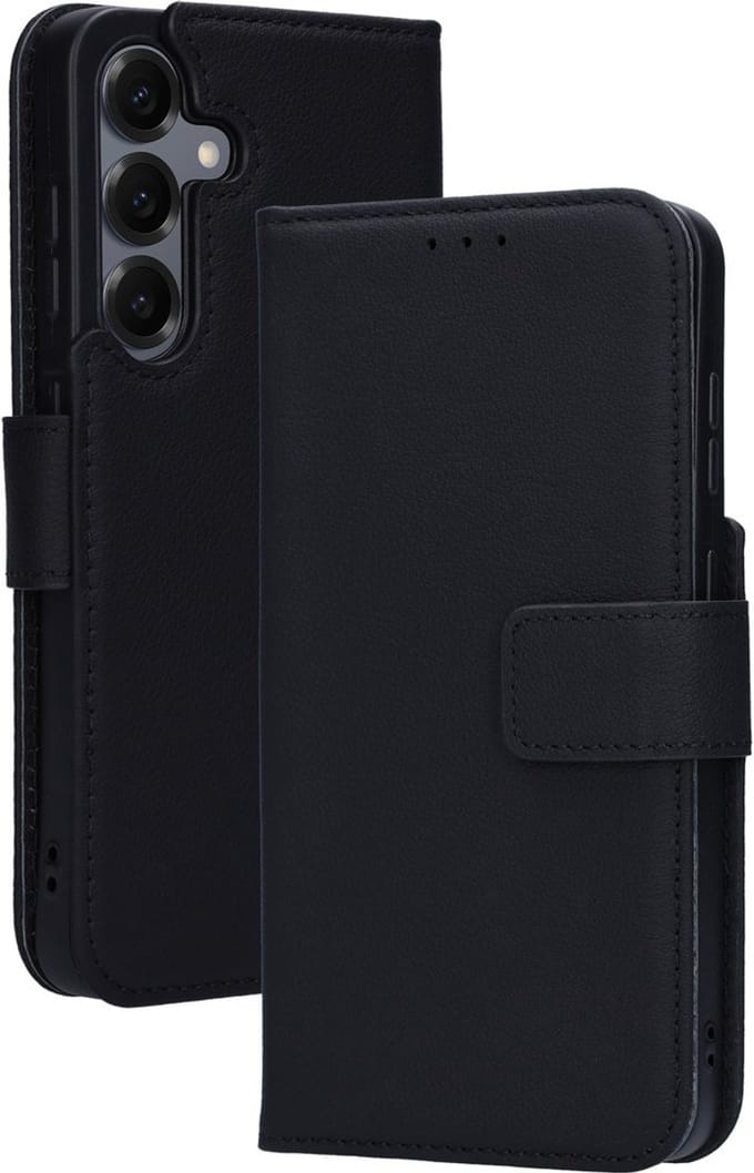 Mobiparts Leather Wallet Case geschikt voor Samsung Galaxy S25 - Zwart