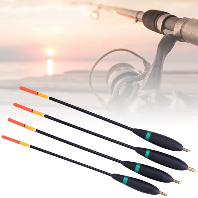 4 STUKS Balsa Hout Verticale Dobber Koperen Kop met Visdobber Dobber Beetindicator black