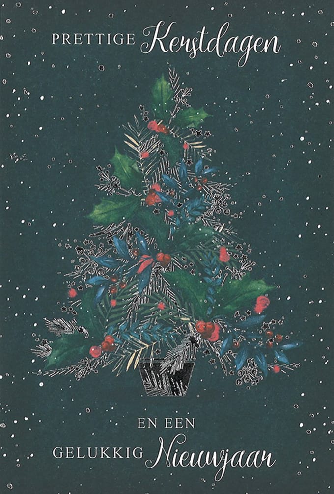 MGPcards - 6 Luxe dubbele Kerstkaarten - Foliedruk - Gekleurde envelop - 11,5 x 17 cm